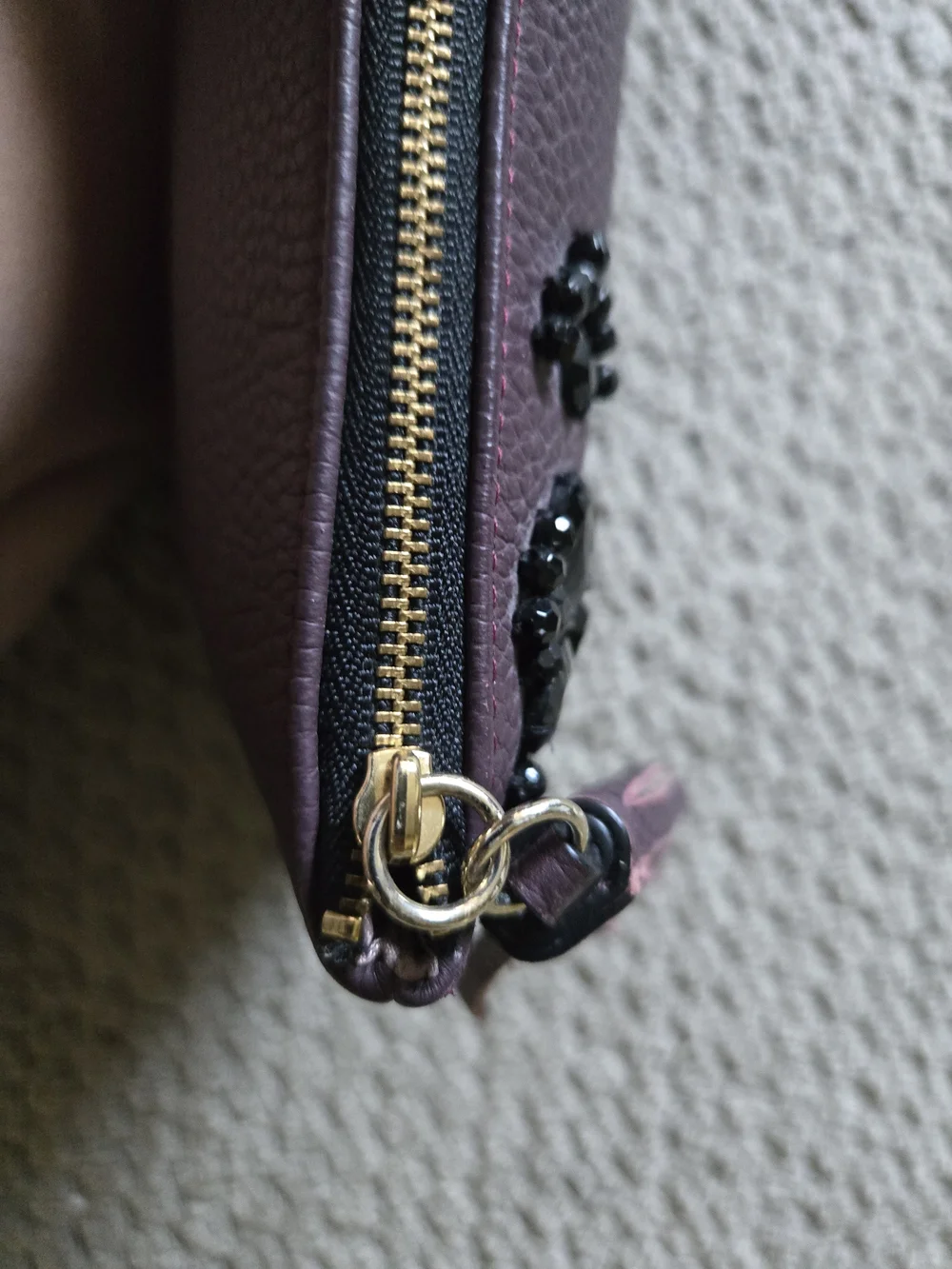 kate spade Plum Embellished Leather Pouch